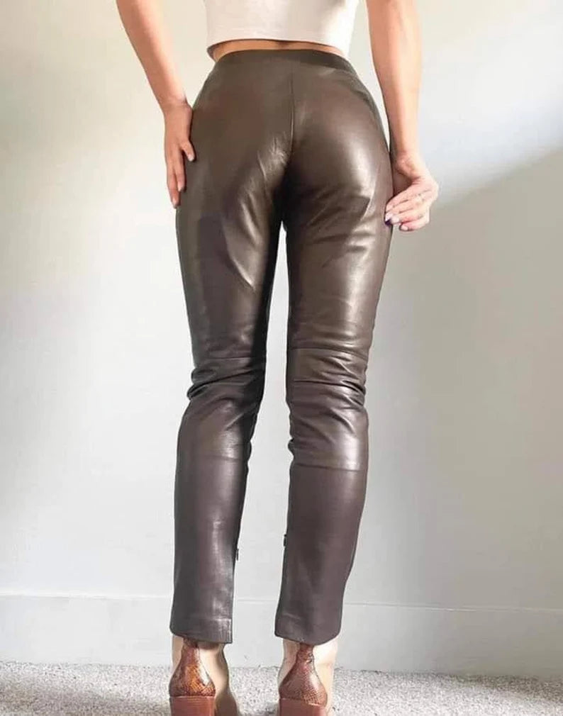 Handmade Lambskin Leather Women's Wide Leg Pants | All For Me Today