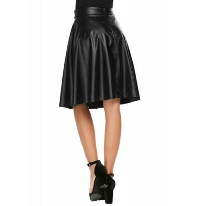 Genuine Lambskin Leather Women's Knee Skirt| All For Me Today