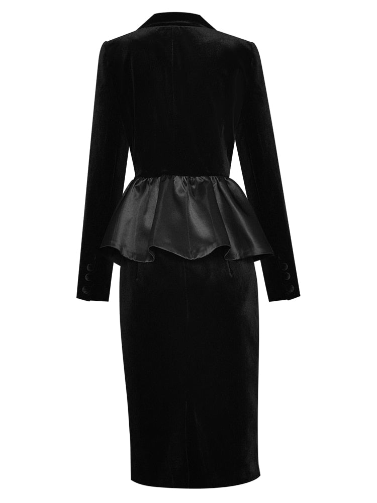 Ruffle Top Women's Velvet Skirts Suit| All For Me Today