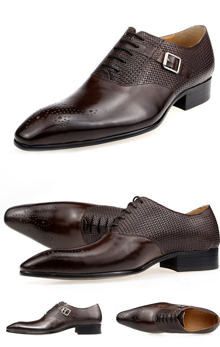 Exquisite Buckle Men's Genuine Leather Brogue Shoes| All For Me Today