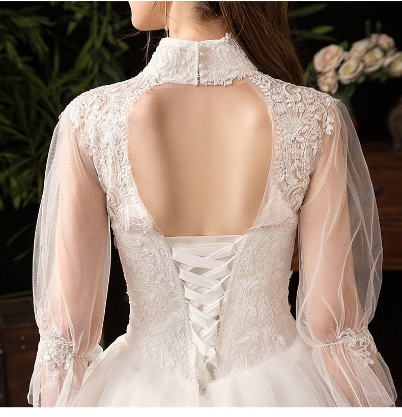 High Neck Illusion Women's Wedding Dress| All For Me Today