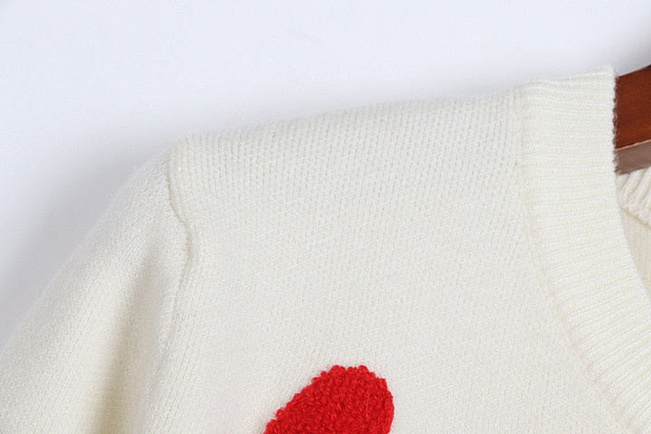 Heart Embroidery Women's O-Neck Sweater | All For Me Today