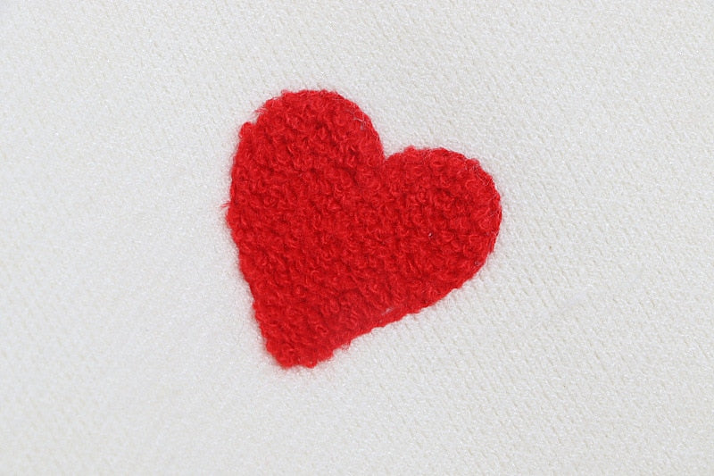 Heart Embroidery Women's O-Neck Sweater | All For Me Today