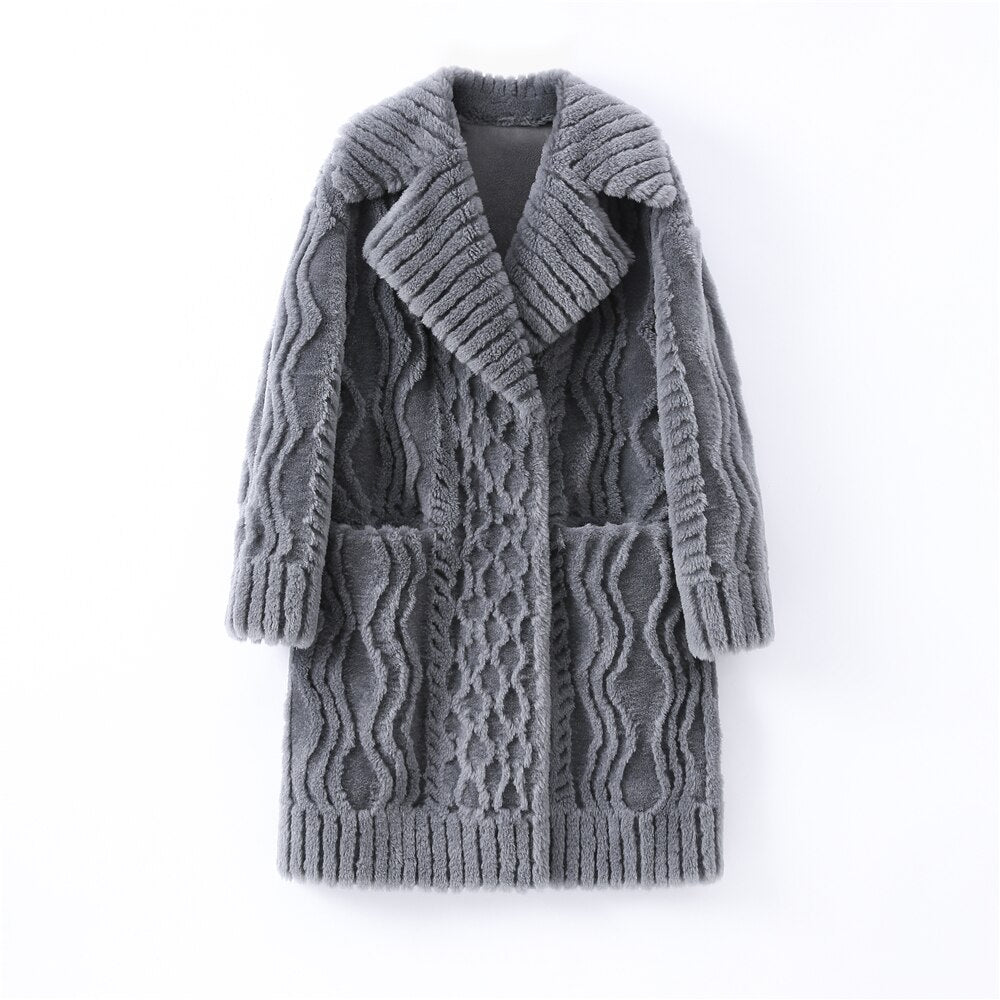 Real Wool Women's Fur Trench Coat