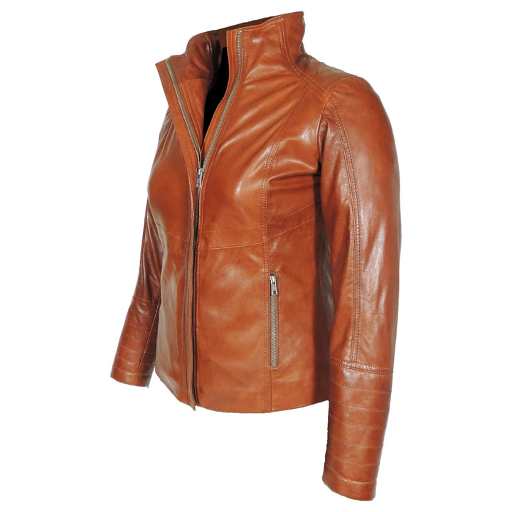 High Collar Women's Sheepskin Leather Jacket All For Me Today