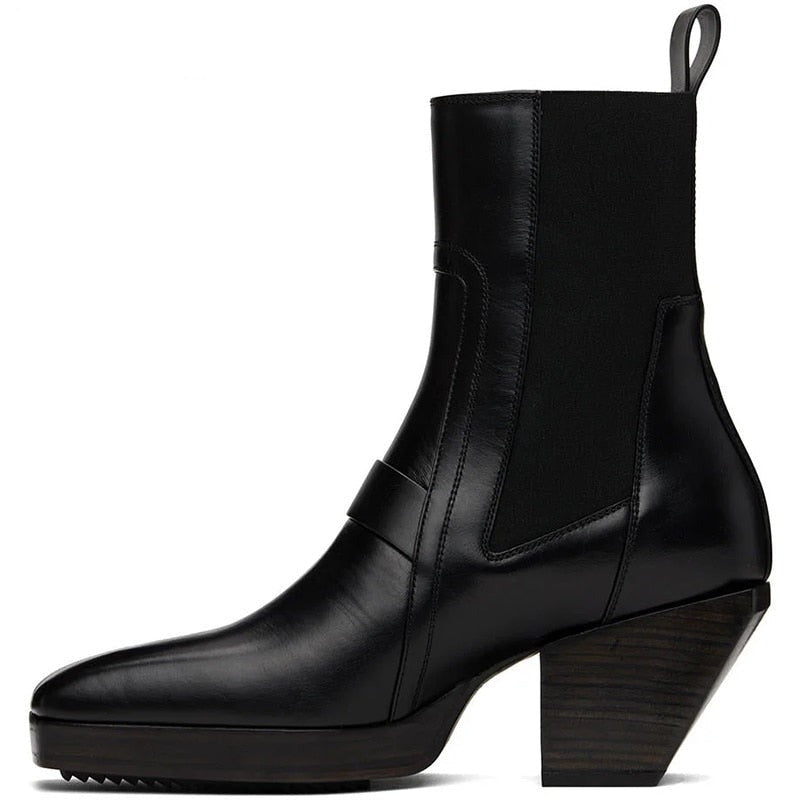 High Heels Square Toe Men's Ankle Boots | All For Me Today