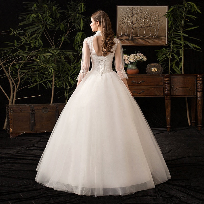 High Neck Illusion Women's Wedding Dress | All For Me Today