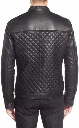 High Quality Men's Black Leather Biker Quilted Jacket | All For Me Today