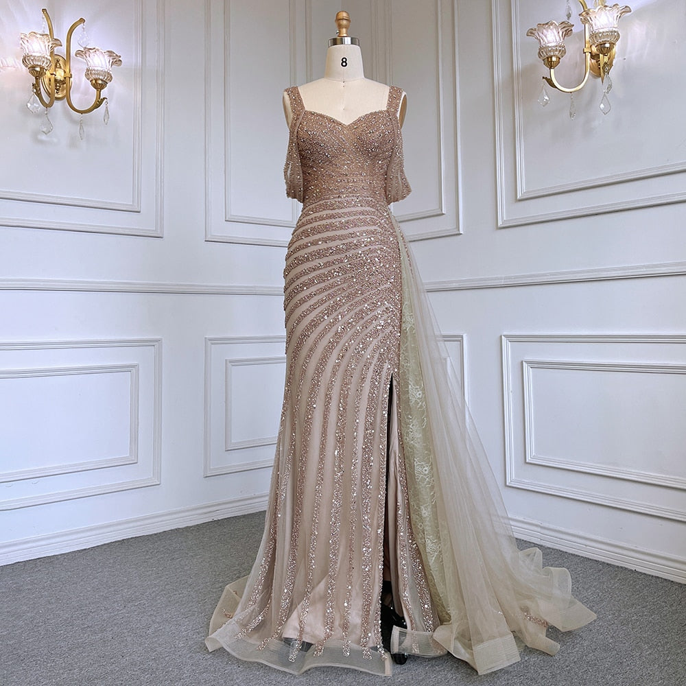 High Split Elegant Beaded Arabian Gown | All For Me Today