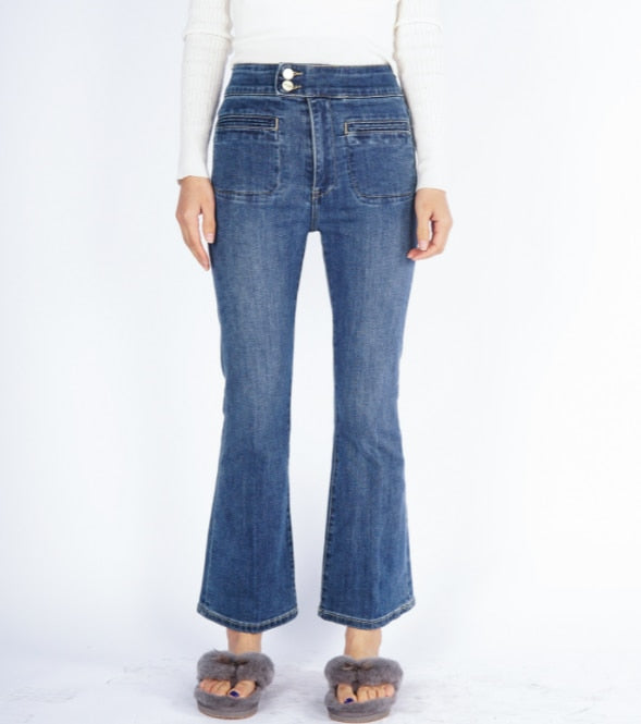 High Waist Slim Flared Women's Denim Pants | All For Me Today