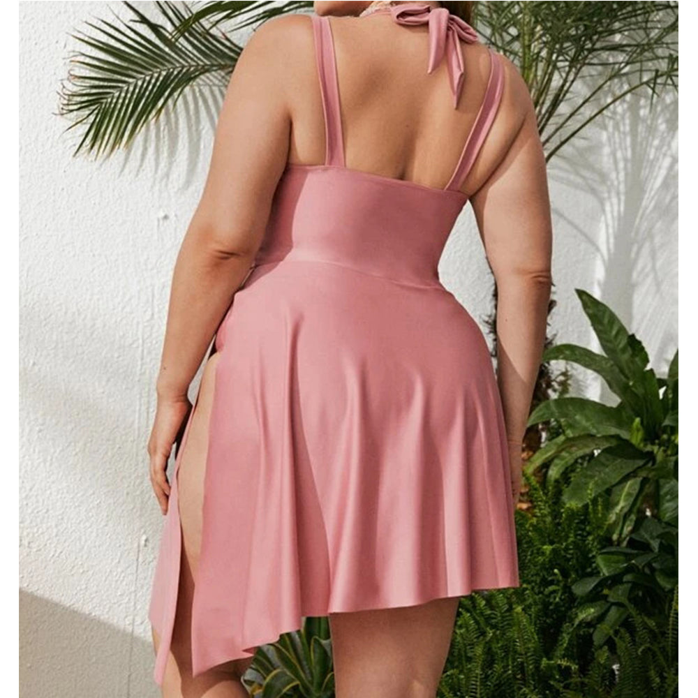Keep You Accompanied Plus Size Pleated Swimsuit All For Me Today