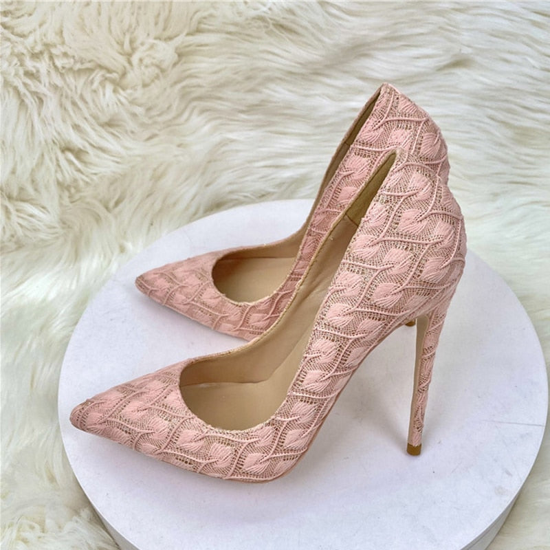 Lace Fabric Women's High Heel Stiletto Pumps | All For Me Today