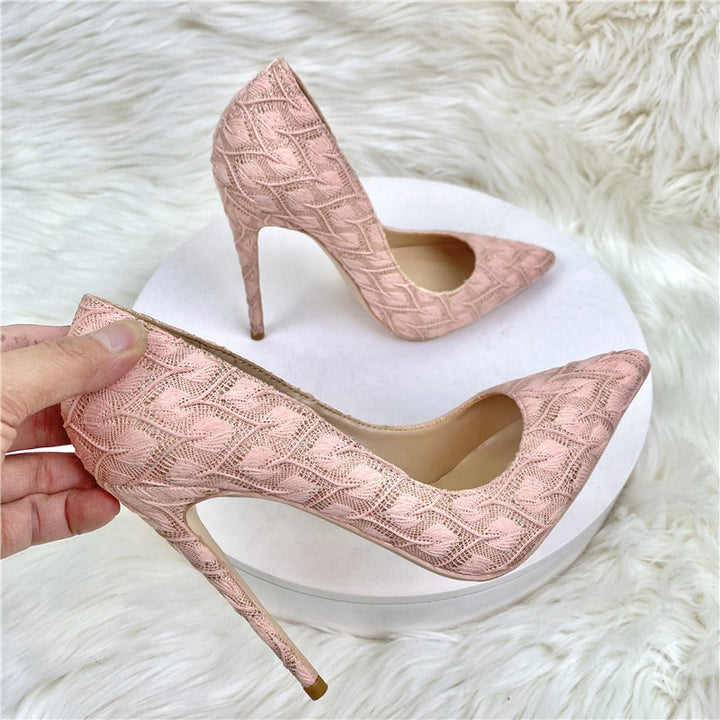 Lace Fabric Women's High Heel Stiletto Pumps | All For Me Today