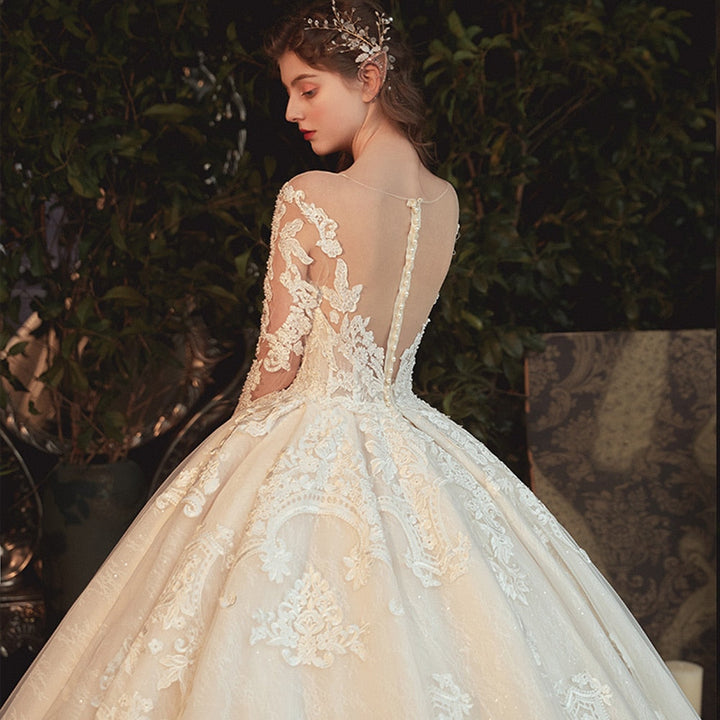 Lace Illusion Princess Ball Gown Wedding Dress | All For Me Today