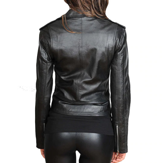 Ladies Belted Gorgeous Fitted Biker Real Leather Jacket All For Me Today