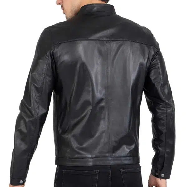 Lamb Premium Leather Men's Black Biker Jacket | All For Me Today