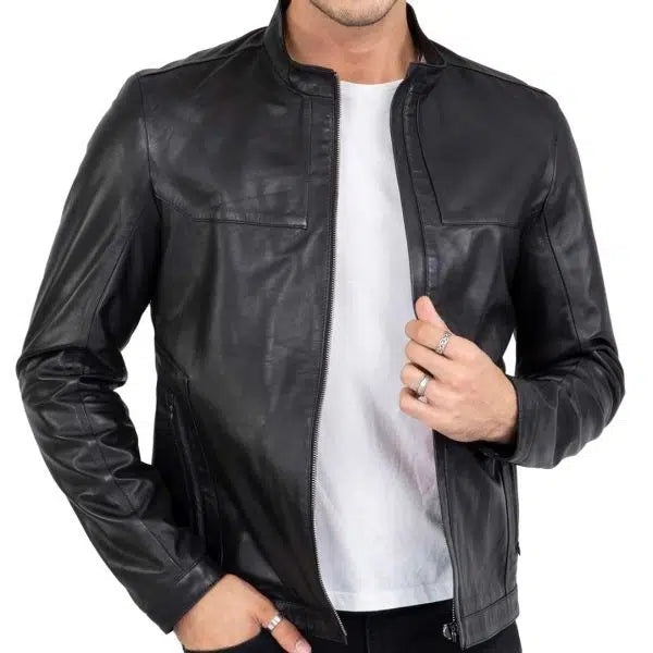 Lamb Premium Leather Men's Black Biker Jacket | All For Me Today