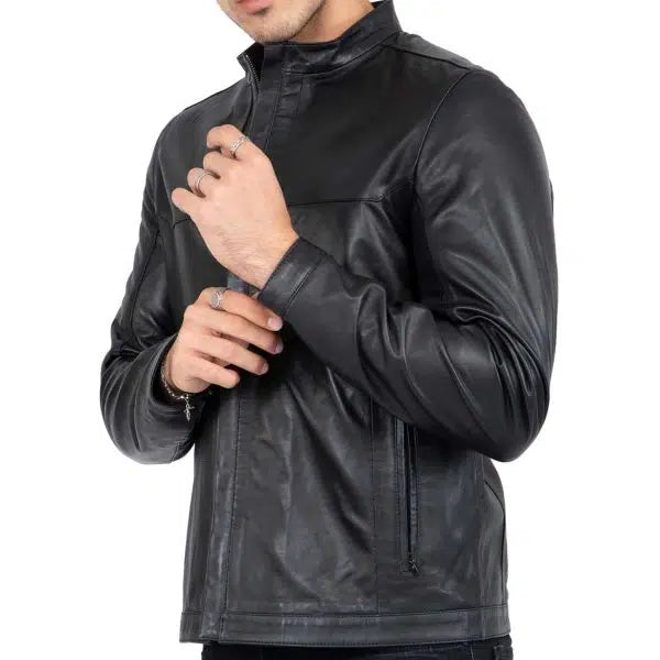 Lamb Premium Leather Men's Black Biker Jacket | All For Me Today