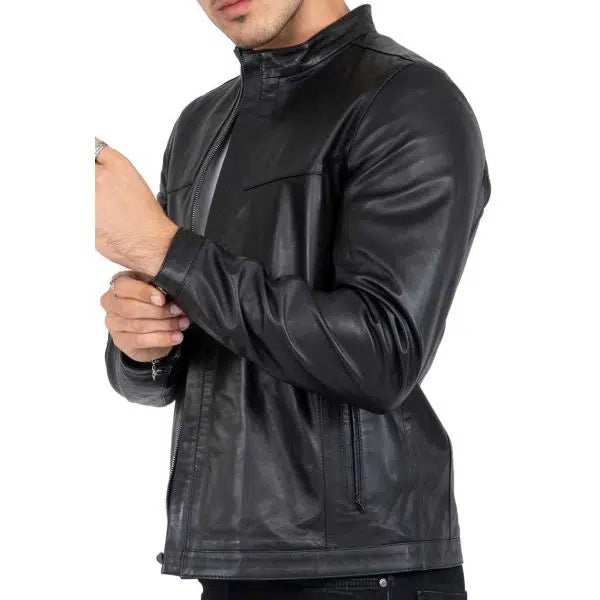 Lamb Premium Leather Men's Black Biker Jacket | All For Me Today