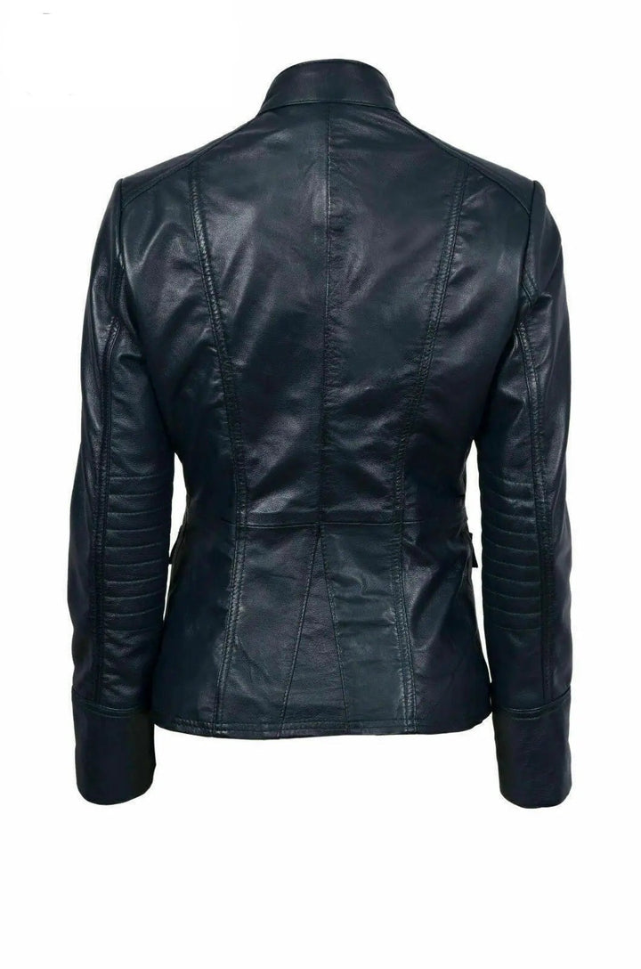 Lambskin Real Leather Slim Fit Women's Biker Coat | All For Me Today