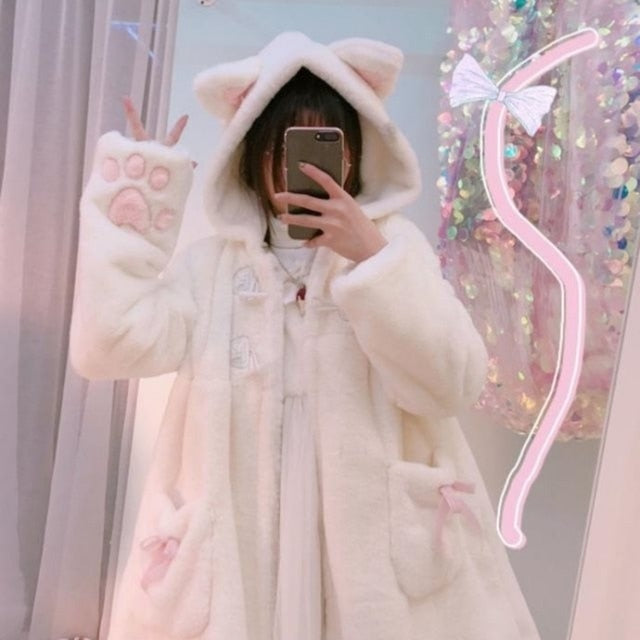 Lolita Fleece Cute Cat Plush Jacket | All For Me Today
