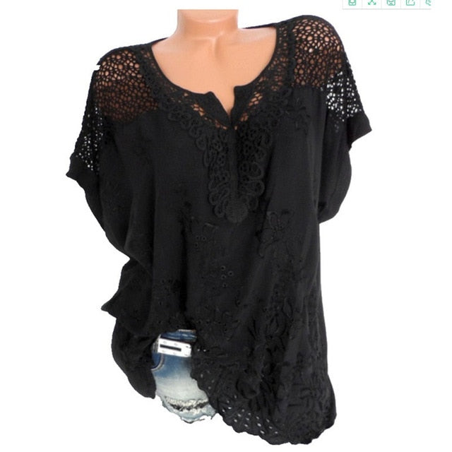 Loose Lace Patchwork Shirt | All For Me Today