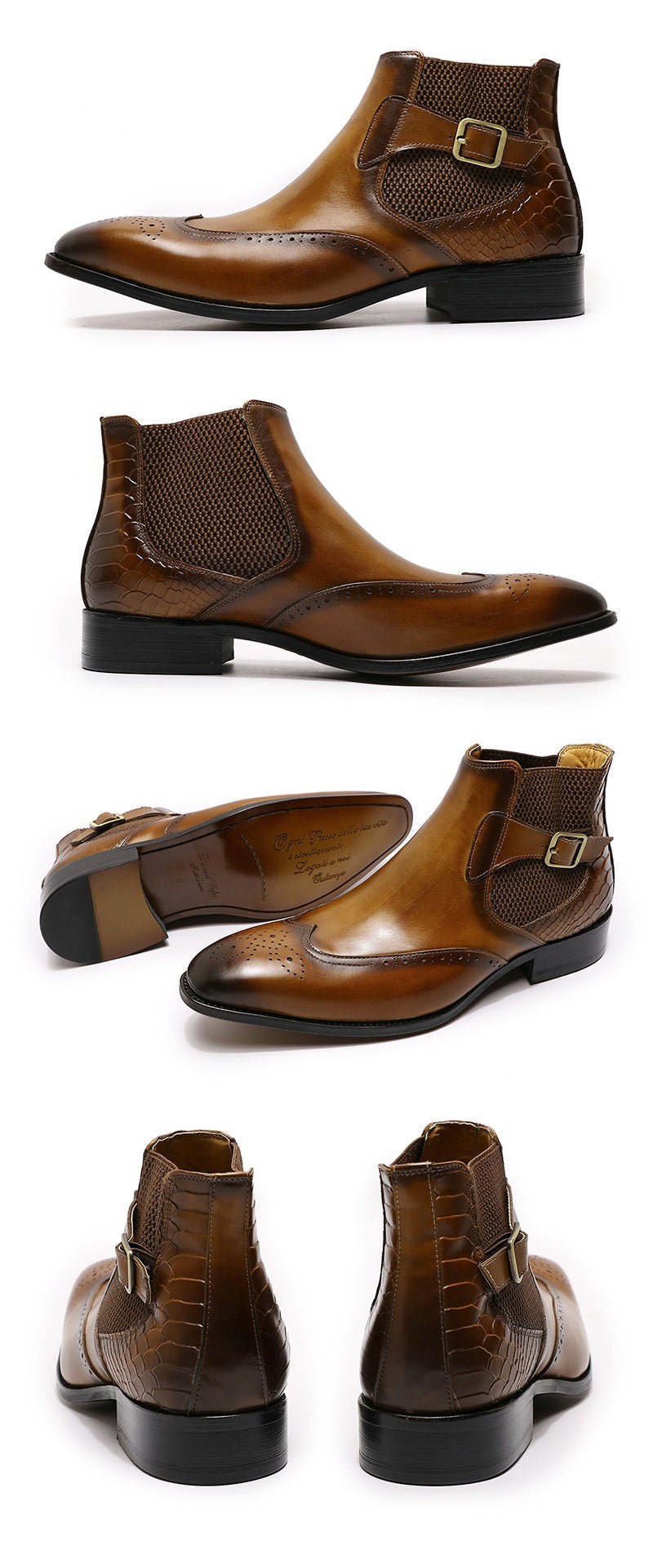 Luxury Buckle Strap Wingtip Men's Chelsea Boot | All For Me Today