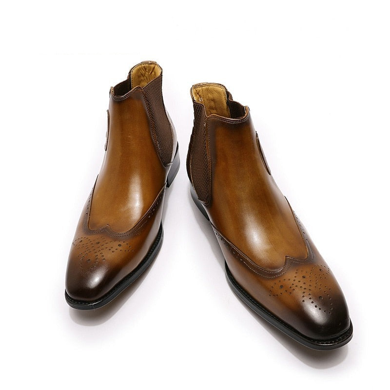 Luxury Buckle Strap Wingtip Men's Chelsea Boot | All For Me Today