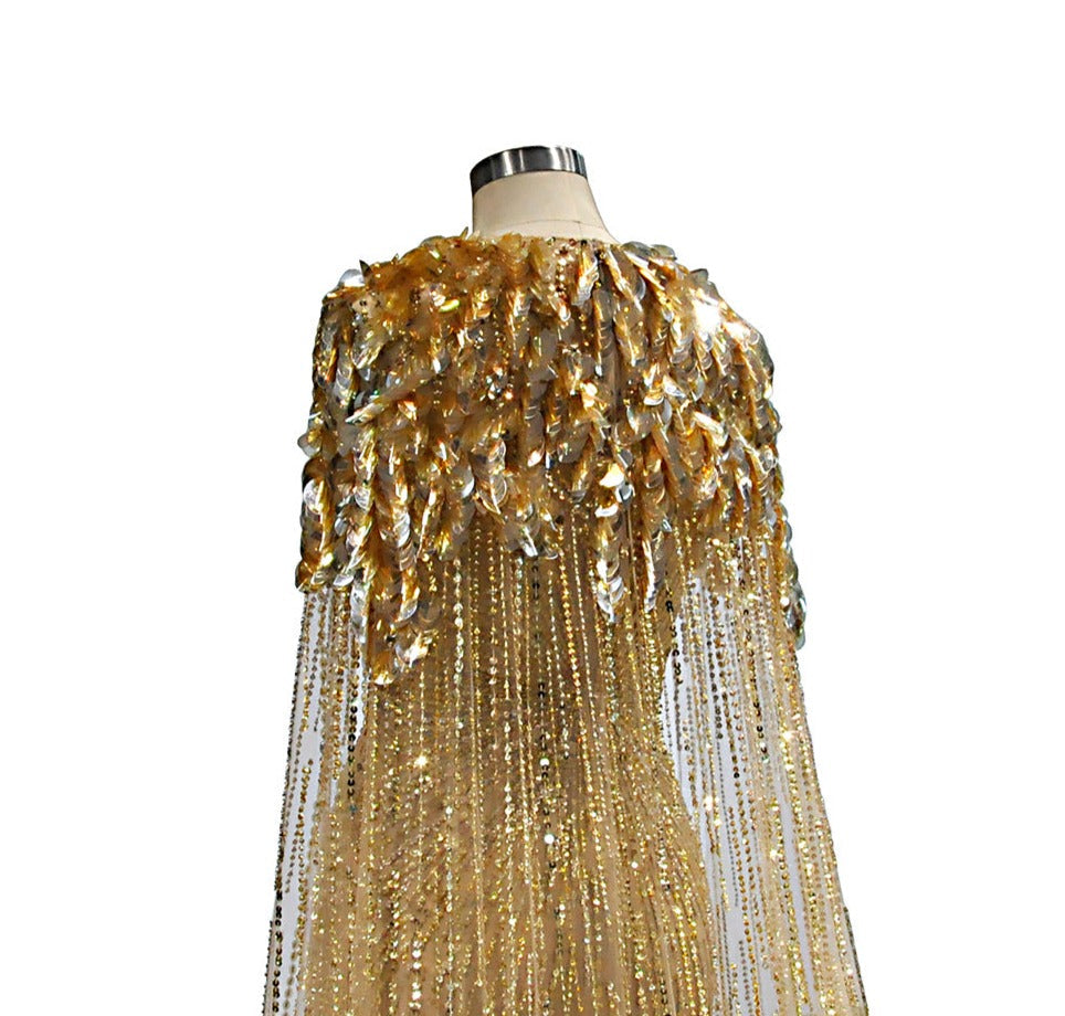 Luxury Gold Full Crystals Beading Evening Skirt Dress| All For Me Today