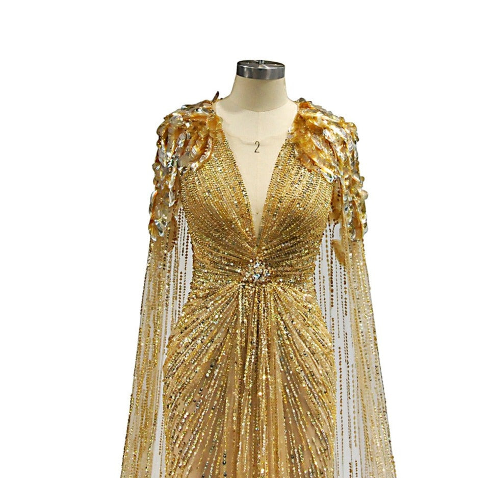 Luxury Gold Full Crystals Beading Evening Skirt Dress | All For Me Today