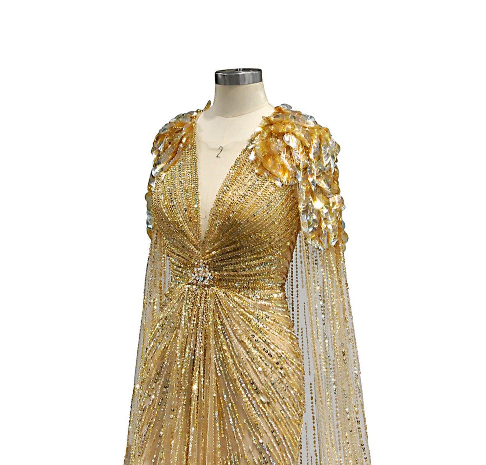 Luxury Gold Full Crystals Beading Evening Skirt Dress | All For Me Today