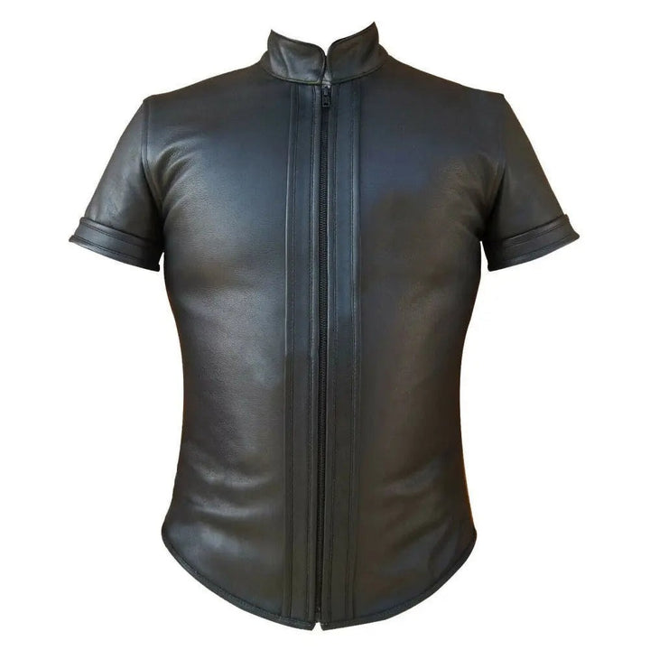 Men Real Leather Front Zip Closer Slim Fit Shirt | All For Me Today