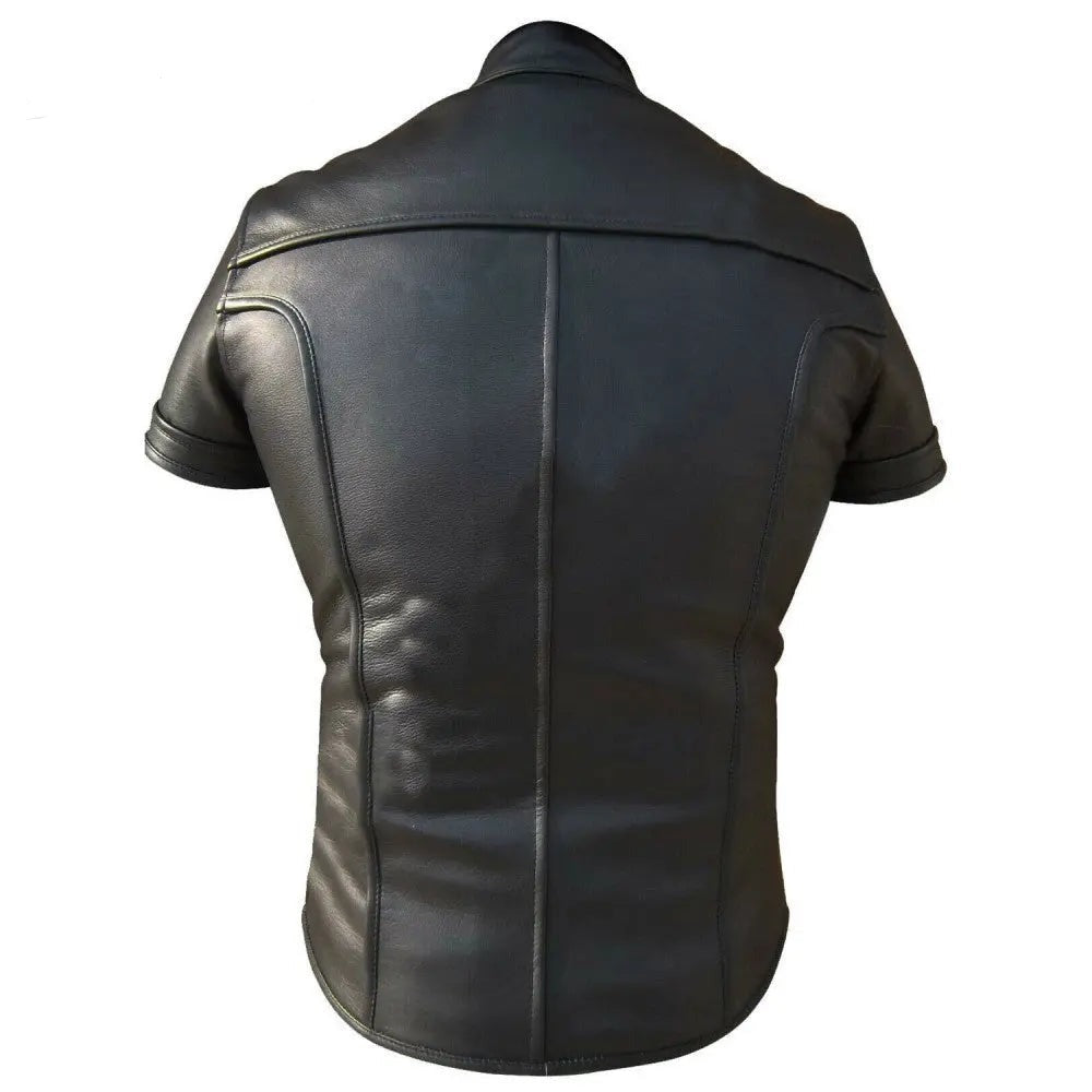 Men Real Leather Front Zip Closer Slim Fit Shirt All For Me Today