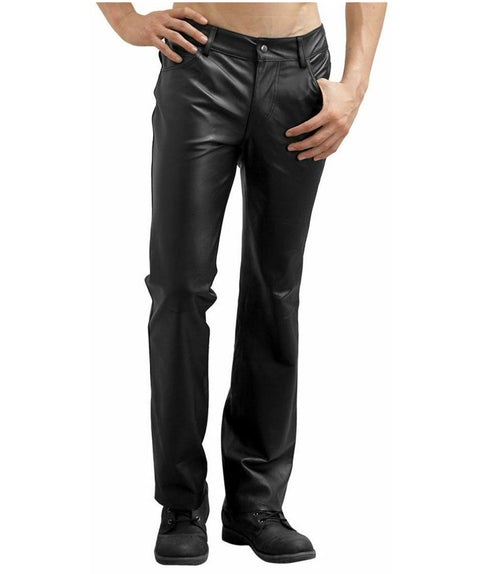 Men's Black Leather Biker Pant| All For Me Today