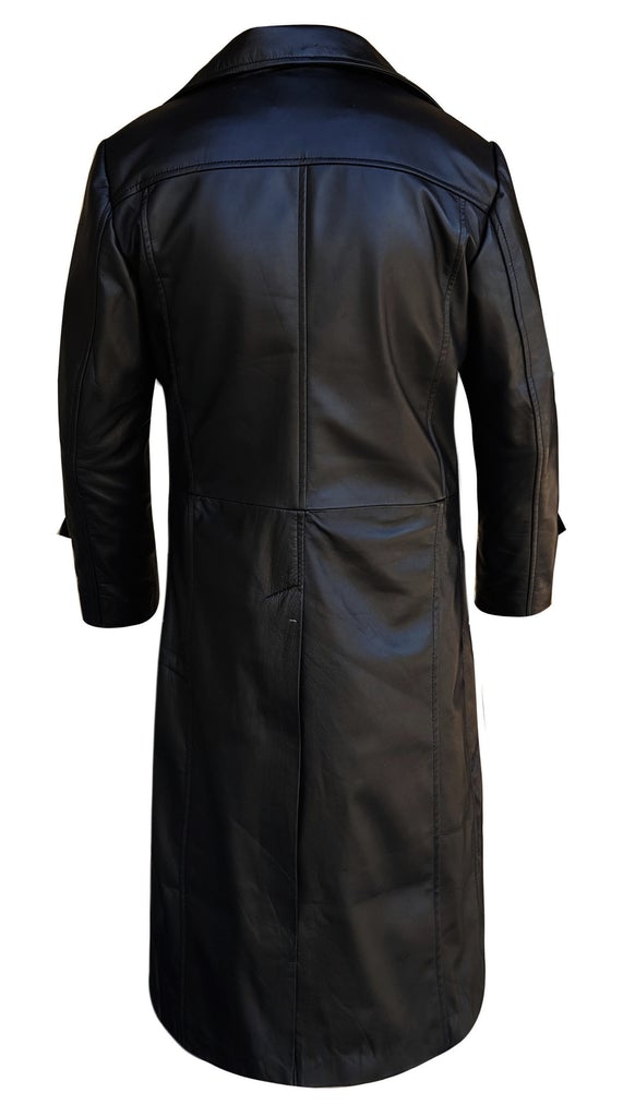 Men's Black Leather Winter Trench Coat| All For Me Today