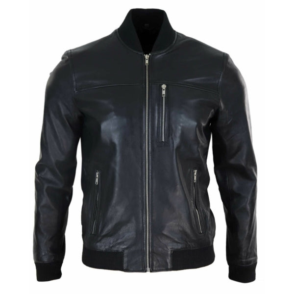 Black Leather Men's Bomber Jacket| All For Me Today