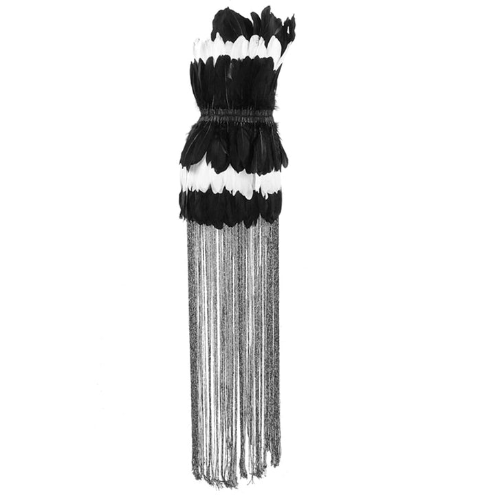 Off Shoulder Feather Fringe Bodycon Mini Dress | All For Me Today