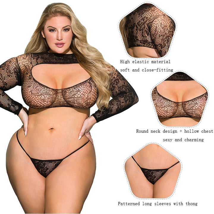 Open Transparent Chest Erotic Floral Fishnet Bra And Panty Set | All For Me Today