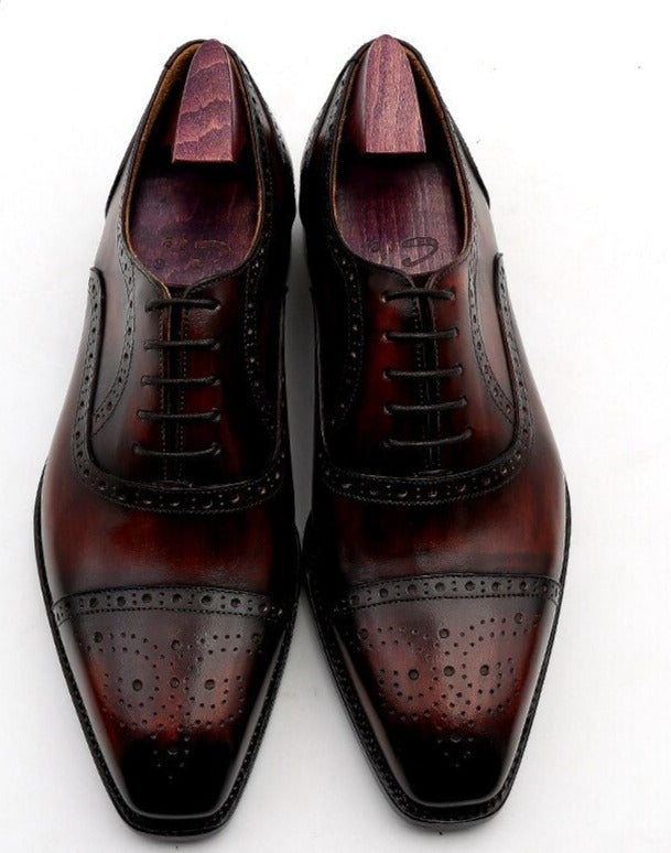 Patina Wine Full Grain Men's Oxford Shoes | All For Me Today