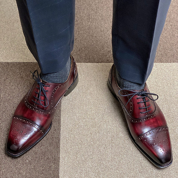 Patina Wine Full Grain Men's Oxford Shoes | All For Me Today