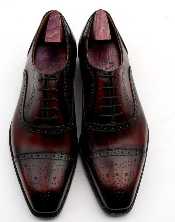 Patina Wine Full Grain Men's Oxford Shoes| All For Me Today