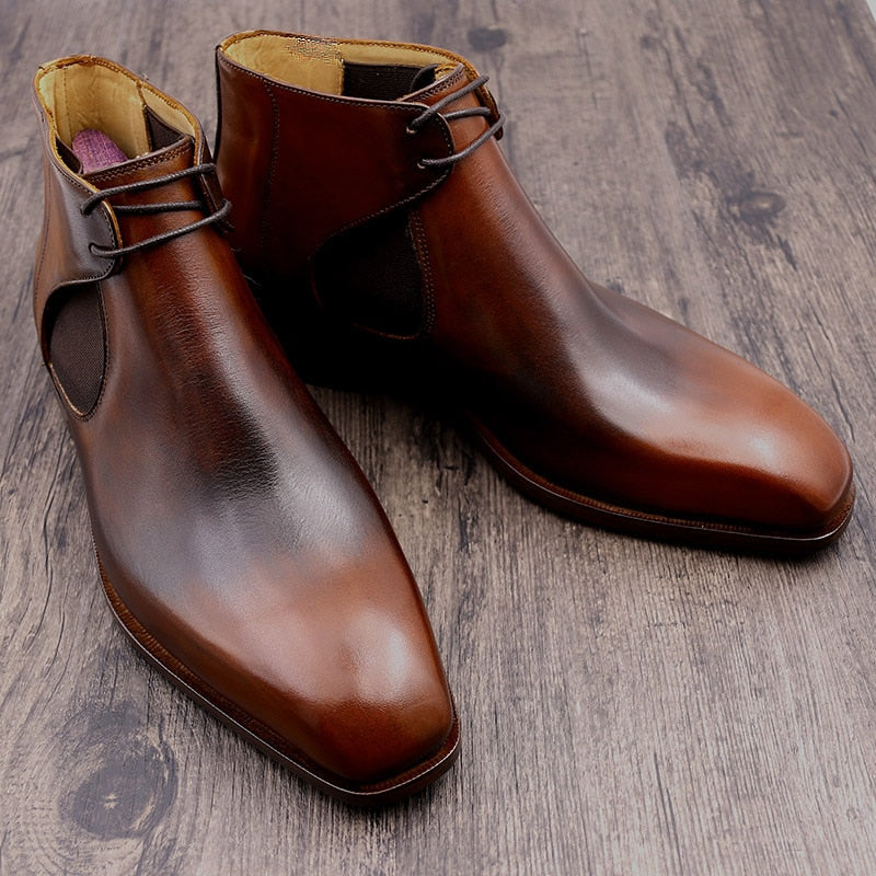 Plain Toe Full Grain Men's Handmade Chelsea Boots | All For Me Today