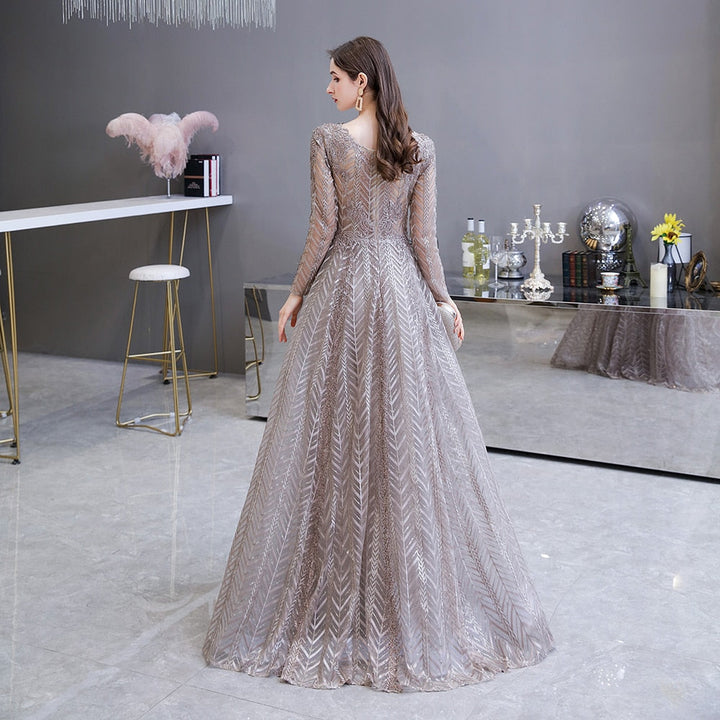 Pleated Beaded Crystal Party Wear Gown | All For Me Today