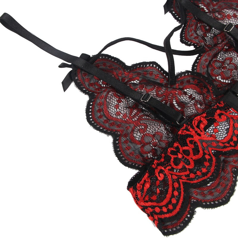 Plus Size Cross Strap Embroidered Lingerie| All For Me Today