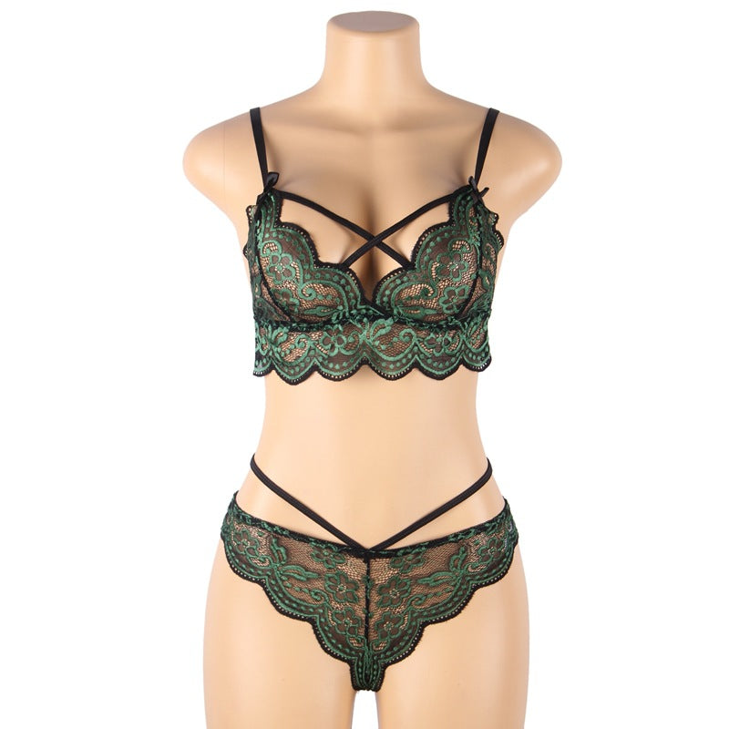 Plus Size Cross Strap Embroidered Lingerie| All For Me Today