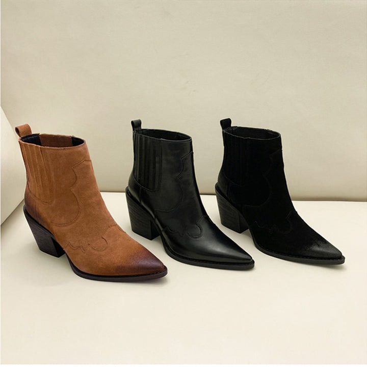 Pointed Toe Women's Mid Heel Boots | All For Me Today