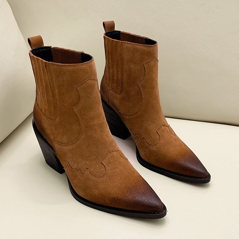 Pointed Toe Women's Mid Heel Boots | All For Me Today