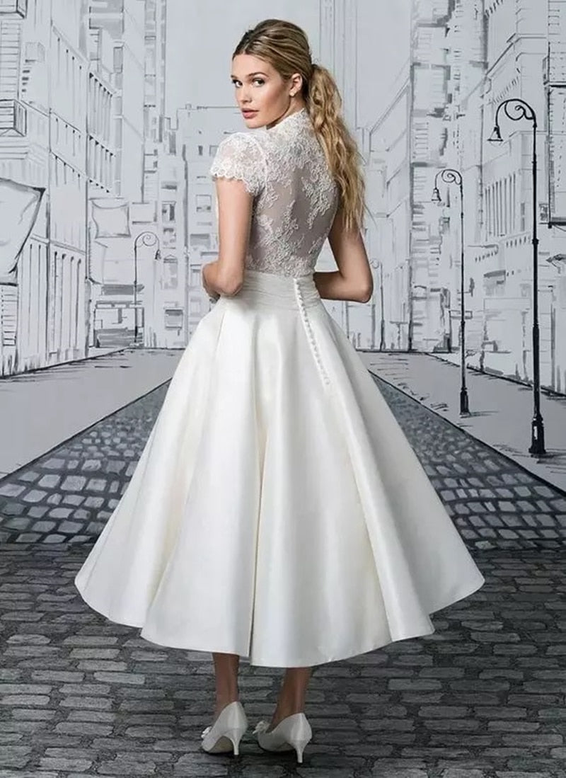 Princess Cap Sleeve Short Bridal Dress | All For Me Today