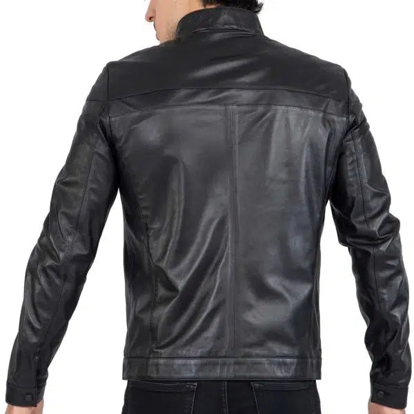 Real Black Leather Tailored Fit Men's Biker Jacket | All For Me Today