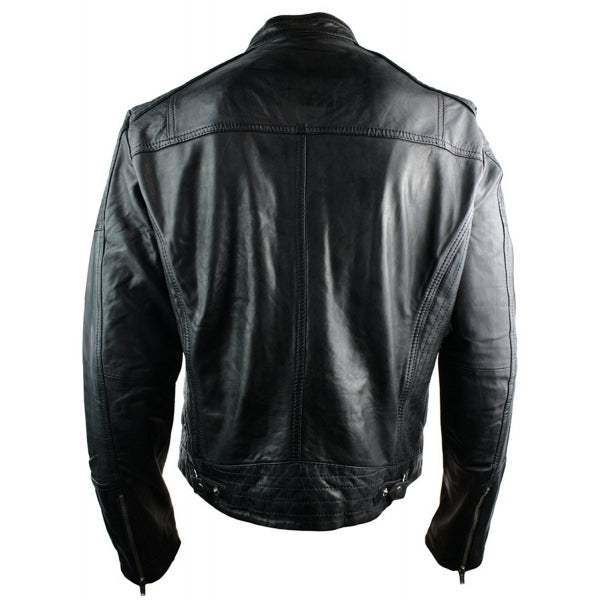 Real Leather Fitted Retro Style Men's Zipped Jacket | All For Me Today